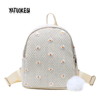 

2020 Fashion Women Straw Woven Backpack For Teenage Girl Women Summer Beach Backpack Holiday Ladies Travel Bag Softback Backpack