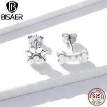 Маленькие серьги BISAER, 925 пробы серебряные серьги-гвоздики в виде животных для женщин, изысканные серьги в виде собачьей кости, ювелирные изделия EFE216