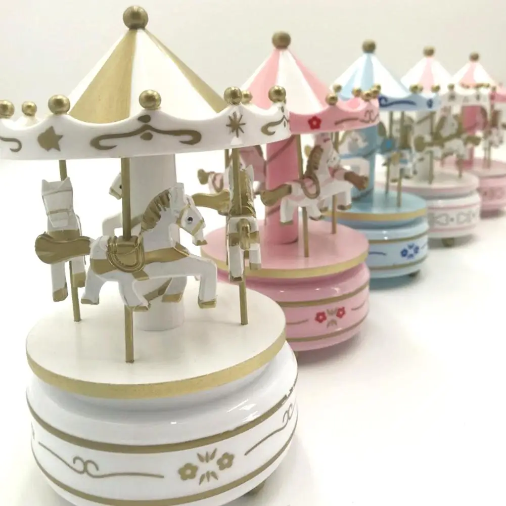 Musical Box Carousel Music Carousel Wooden Carousel Music Box Toy Children's Doll Game Music Box Room Decoration