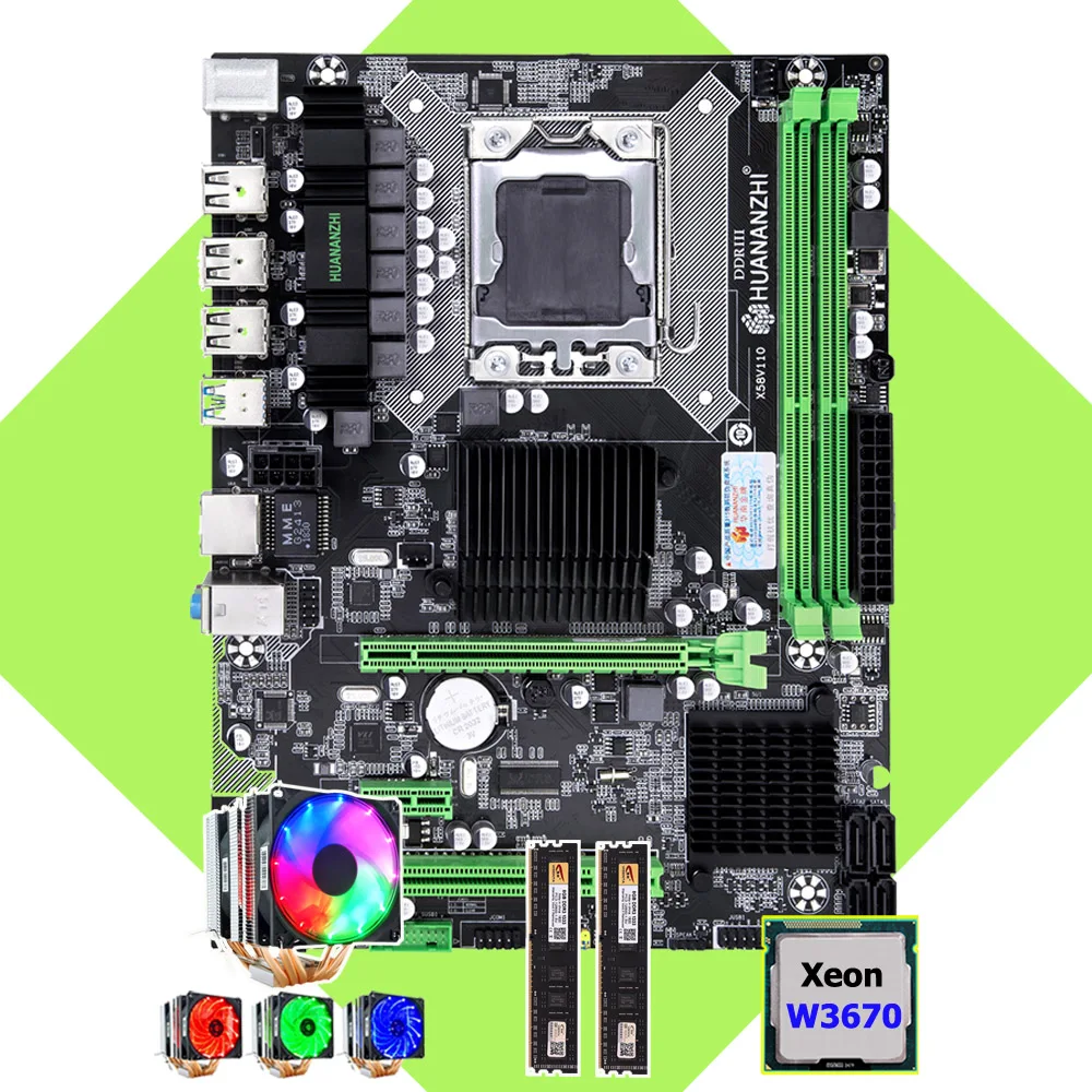 Материнская плата HUANANZHI X58 Pro LGA1366 M ATX с процессором Xeon W3565 3 2 ГГц 6 тепловых труб