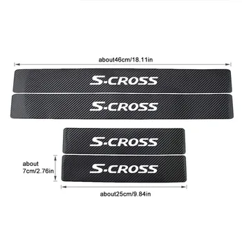

Carbon Fiber Car Stickers For Suzuki scross Waterproof Door Sill Scuff Plate Cover Decals High Quality Car Accessories 4Pcs