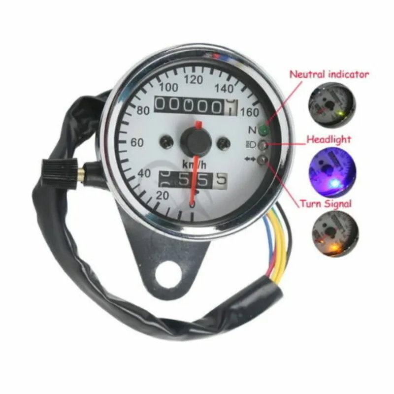 Motorcycle Universal LED Odometer/Tachometer Speedometer Gauge For Harley  Honda Yamaha Cafe Racer