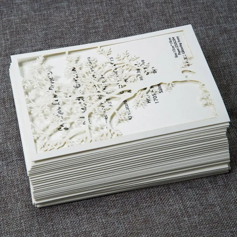  20pcs Laser Cut Rustic Wedding Invitations Fall Wedding Invitation Cards Vintage Wedding Bridal Sho - 4000060788203