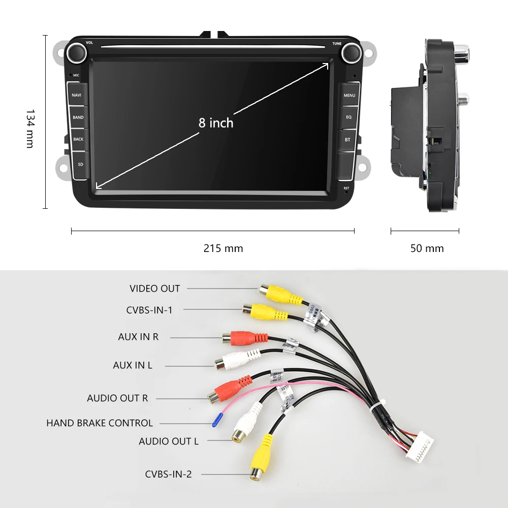  Podofo Auto Multimedia player Android 8.1 GPS 2 Din Auto Autoradio Radio Für VW/Volkswagen/Golf/Pol