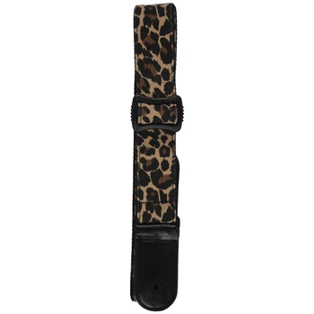 

Washable No Fading Cartoon Style Adjustable Guitar Strap Denim Belt Leather Ends, Yellow Leopard print
