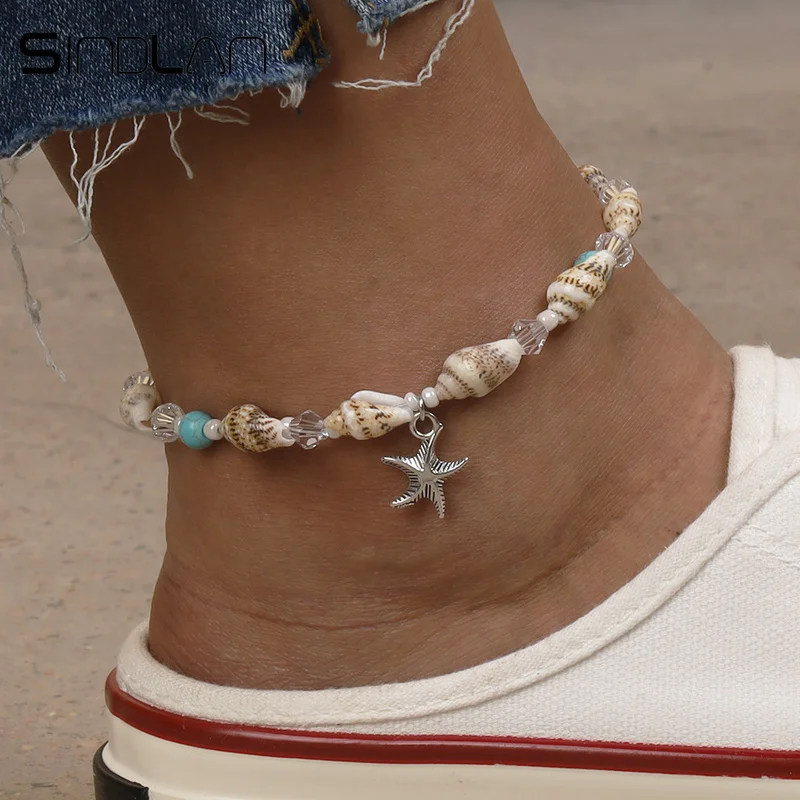 Lady étoile de mer Shell Beach Chaîne Pied Conque Sandale Bracelets De Cheville Perles Bracelet Bijoux