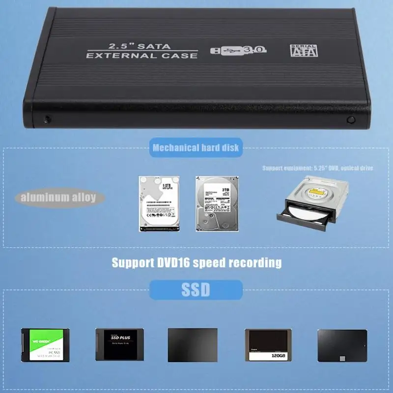 VKTECH, 2,5 дюймов, чехол для жесткого диска SATA3.0, корпус для жесткого диска, обновление 6 Гбит/с, USB3.0, Мобильный Внешний чехол для ноутбука, настольного ПК
