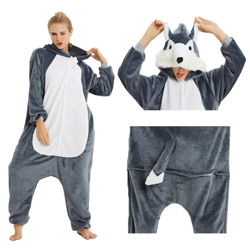 Kigurumi Onesie аниме женские костюмы косплей мультфильм животных пижамы Ститч звезда Единорог кролик зима теплый с капюшоном
