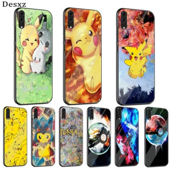 

Cell Phone Glass Case for Huawei P10 P20 P30 P10 P20 P30 Lite Pro P Smart 2018 Y6 Prime Y9 Mate 20 Lite Pro Hot Pikachu Pokemon