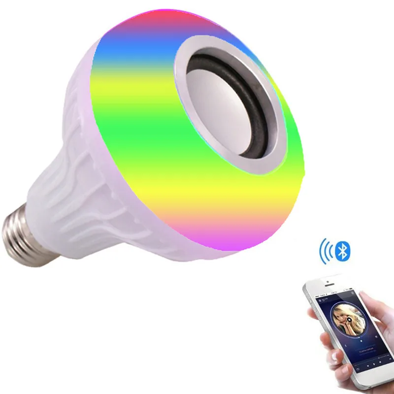 Smart E27 LED RGB Bulb Wireless Bluetooth Speaker Music Playing Audio Dimmable Light Lamp with 24 Keys Remote Control Smart Home