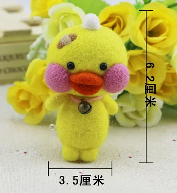 Hyaluronic duck Кошка и медведь, курица и собака, шерсть, набор для рукоделия, шерсть, войлок, игла, украшение для валяния, рукоделие, ручная работа - Цвет: Hyaluronic duck