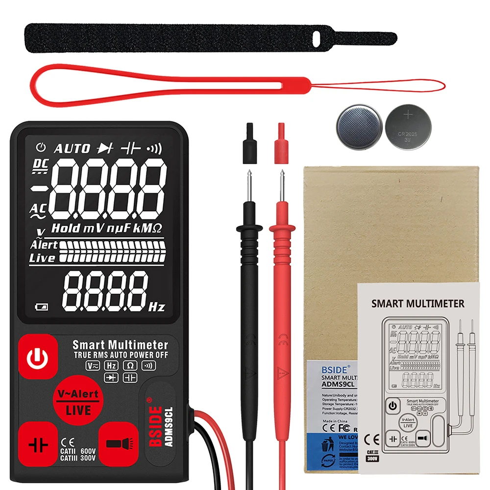

BSIDE ADMS9CL Voltage Tester 9999 Counts Smart Multimeter Digital Multimeter Measuring AC/DC Voltage Resistance Frequency