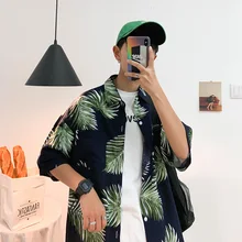 2020 Mens High Quality Button Up Shirts Casual Hawaiian Beach Short Sleeve Shirt for Men Designer Loose Fit Printed Streetwear
