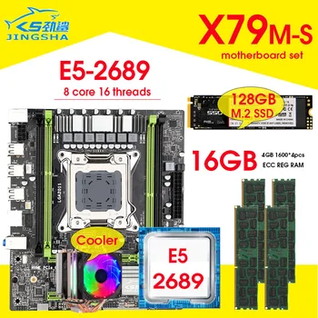 Placa base X79 LGA2011 E5 2689 CPU 4 piezas x 4GB = 16GB DDR3 1600Mhz 12800 ECC REG, conjunto de memoria, combos 128GB M.2 SSD con enfriador