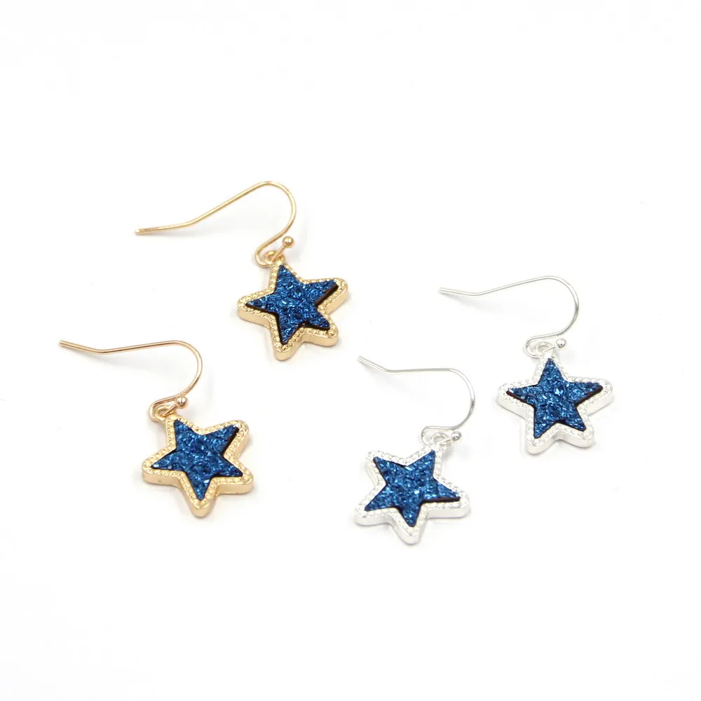 

2020 New Christmas Gift Resin Druzy Small Star Dangle Earrings for Women