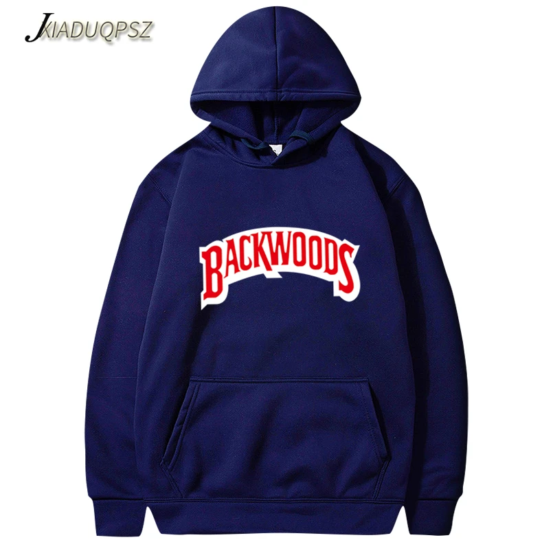 The screw thread cuff Hoodies Streetwear Backwoods Hoodie Sweatshirt Men Fashion autumn winter Hip Hop hoodie pullover - Цвет: WM57 Navy blue
