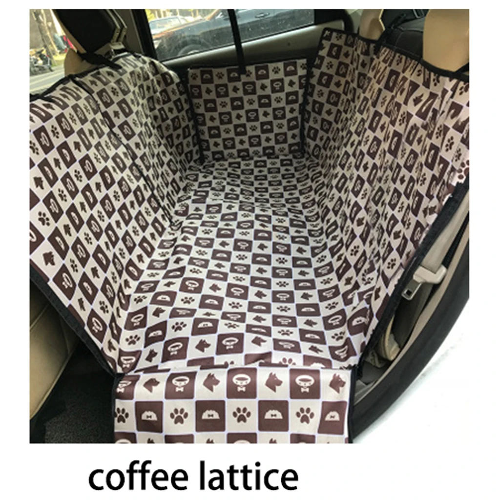 coffee lattice Переноска для домашних животных, ткань Оксфорд, рисунок лапы, автомобильный чехол для домашних животных, чехол для сиденья для собак, автомобильное заднее сиденье, переноска, водонепроницаемый коврик для домашних животных, гамак, подушка, защита - Название цвета: coffee lattice