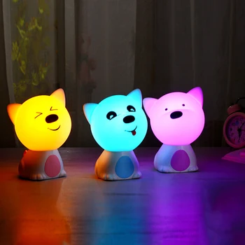 

Kids Toy Gifts Room Decor Cute Night Light Chargeable Dog Shaped Pat Light Lamp Soft Silicone Nightlight Tap Control Model
