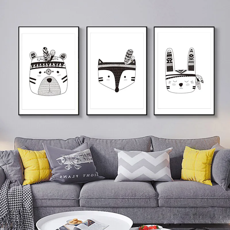 

Rabbit Canvas Poster Animal Art Print Painting Nursery Wall Pictures for Living Room Laminas Decorativas Pared Cuadros