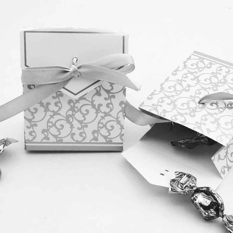 NEW-100Pcs Свадебные любимые конфеты коробки сумки с лентой силиконовые формы для выпечки подарок вечерние украшения