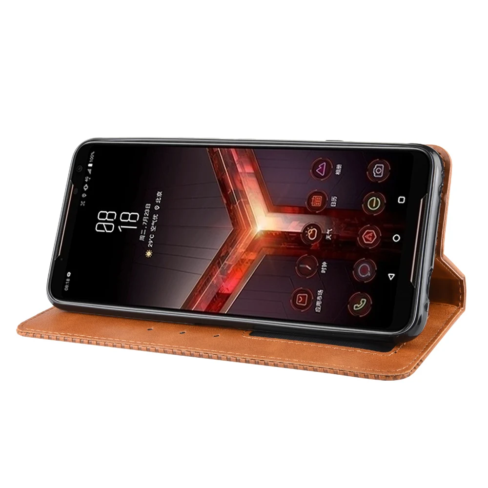 Роскошный тонкий кожаный чехол-книжка в стиле ретро на магните для ASUS ROG Phone 2 ZS660KL, чехол-книжка, кошелек, подставка для карт, мягкий чехол, чехлы для телефонов