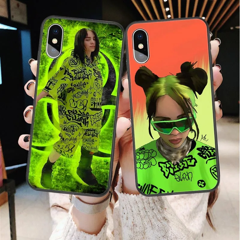 

Billie eilish Logo Freak City Green Graffiti Silicone Black Cover Phone Case For iPhone X 5 5S SE 6 6SPlus 7 8 Plus XS MAX XR