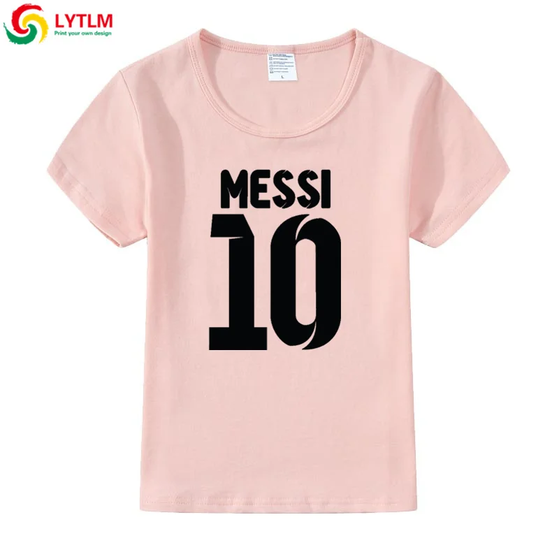 LYTLM Messi/футболка с короткими рукавами для маленьких мальчиков футболка для мальчиков Lionel Messi летняя одежда для маленьких девочек топы для маленьких девочек - Цвет: DX LYCRA Pink