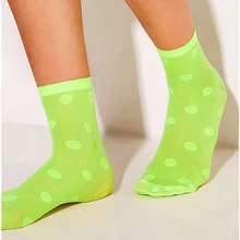 Женские Дышащие флуоресцентные носки в горошек. Женские тонкие Кристальные носки. Прозрачные тонкие шелковые носки в горошек Женские Чулочные изделия