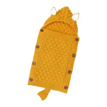 

Newborn Baby Swaddle Blanket Knit Crochet Winter Warm Hooded Sleeping Bag Wrap 425F