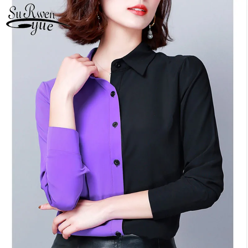 long sleeve print chiffon women blouse shirt Fashion women blouses 2020 blusas feminine blouses OL blouse women tops Z0001 40