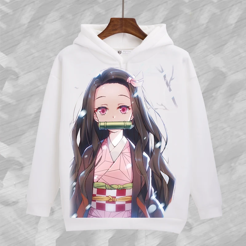 Слоновая кость Demon Slayer Kamado Nezuko Cosplay Hoodie Kamado Tanjirou Agatsuma Zenitsu Sweatshirt Cartoon Pullover Halloween Cosplay Costume - Цвет: Слоновая кость