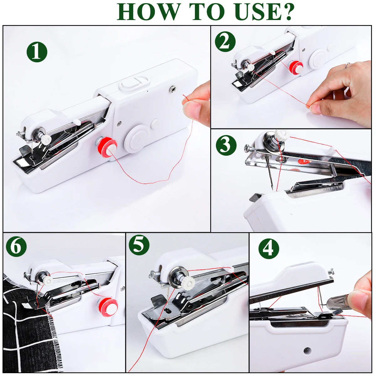 Portable Mini Hand Sewing Machine Household Cordless Electric Stitch Needlework Set for Quick Repairs DIY Clothes Stitchin