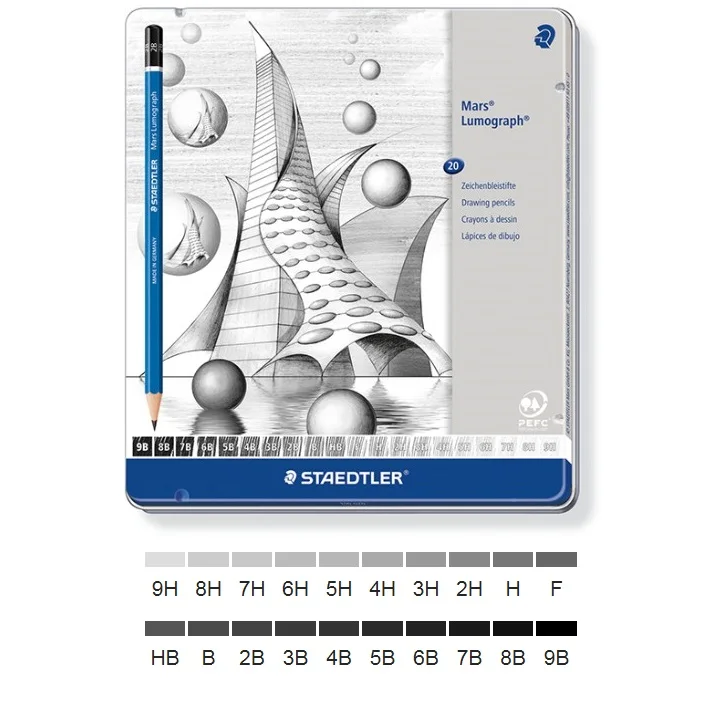 1 Набор Staedtler Lumograph графит рисунок эскизов карандаши 100 G12 6/12/20/24 градуса Олово чехол студент письменный стол/товары для рукоделия