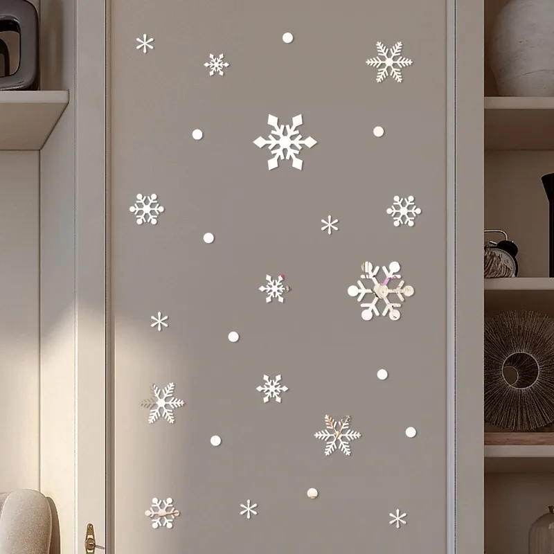 GoldSilver Snowflake Christmas Wall Sticker Home Decoration Christmas Gift Mirror Stickers Muraux Pour Enfants Chambres 30SEP27 (1)