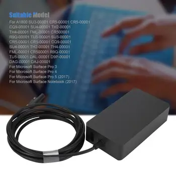 

Adapter for Microsoft Black 15V 2.58A 44W Adapter for Microsoft Surface Pro 3 / 4 / 5 / Notebook (US Plug 100v-240v)
