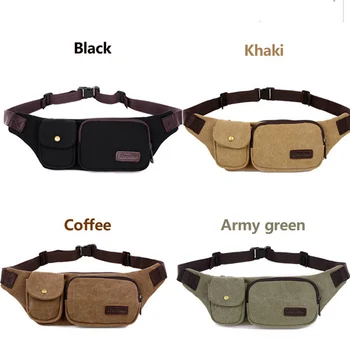 

1 Piece Canvas Men Waist Bag Pack Casual Belt Pack Pouch Women Adjustable Shoulder Belt Bag Phone Belt Bag Fanny Travel Hip Pack