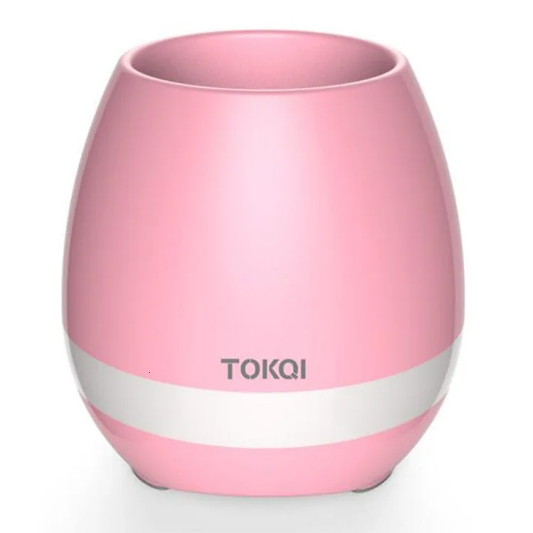 pink colour Bluetooth Audio Smart Flower Pot Touch Plant Music Potted LED Lights Plastic Vase Home Decoration Accessories Children's Toys - Color: pink colour