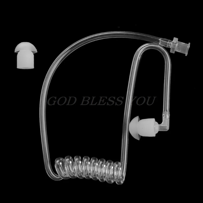 Transparent Coil Acoustic Air Tube Earplug Replacement For Radio Earpiece Headset