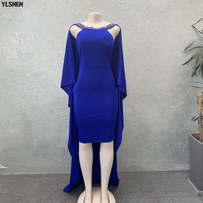 African Dresses for Women Sexy Nail Bead Backless Gown Evening Party Dress African Clothes High Quality Robe Femme Africa Dress 01