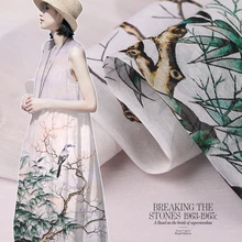 140 см шириной 13 мм 50% шелк и 50% лен бамбуковая цифровая печать ткань для женщин платье одежда Cheongsam модная ткань DIY шитье Новинка