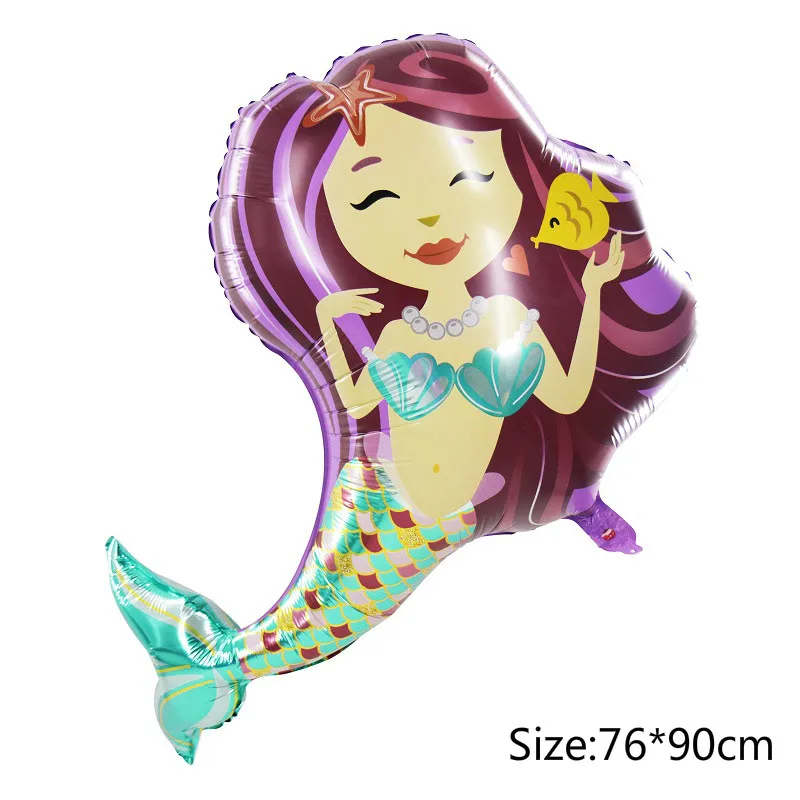 Lovely Mermaid tail balloon Girl Birthday Party Babay Shower Decoration Large Cartoon Little Mermaid Balloons Toys Party Supply - Цвет: C large size