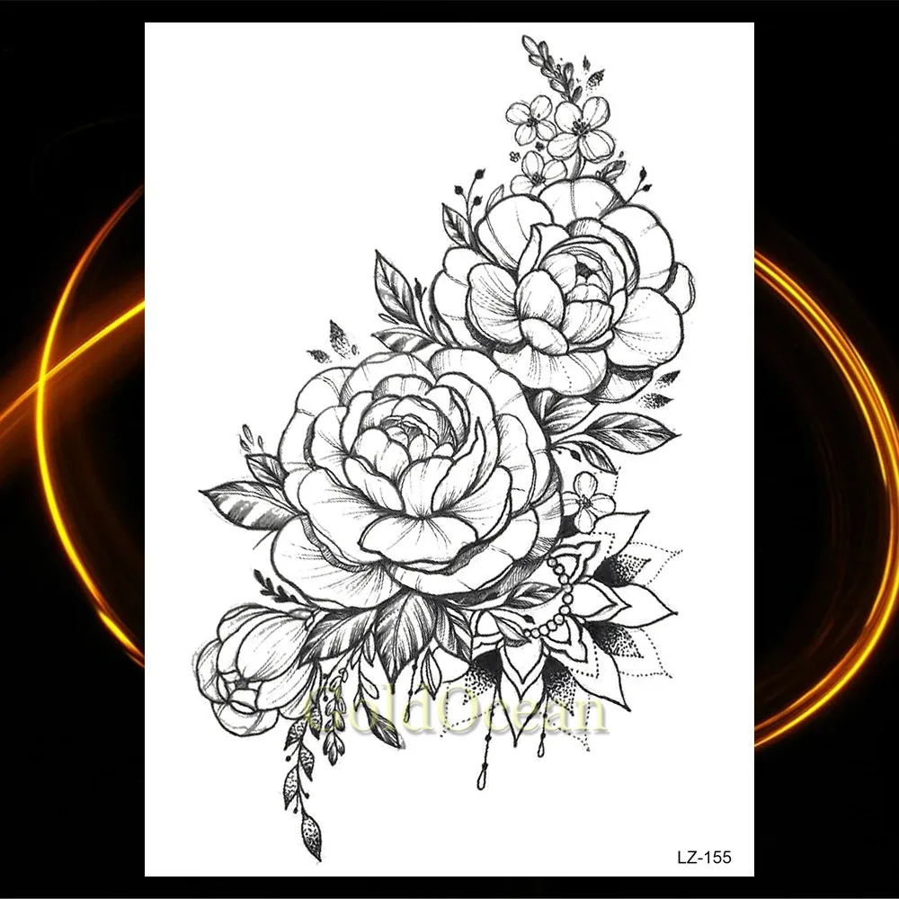 Красивый цветок временные искусственные татуировки ювелирные изделия черная хна браслет Ловец снов татуировки для женский боди-арт татуировки для вечерние - Цвет: HLZ155