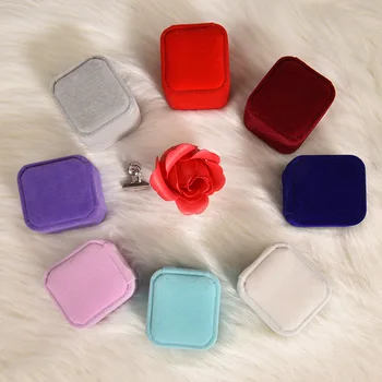 

Explosion style velvet earrings ring box gift box flocking fillet box wholesale