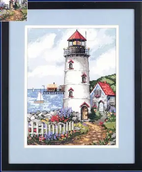 

Higher quality cotton threads Lovely Counted Cross Stitch Kit Lighthouse Pointe Light House Beacon Pharos dim 7882 07882