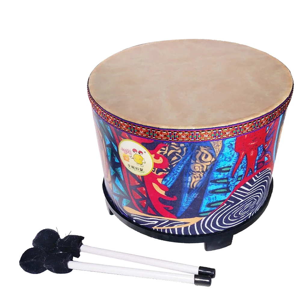 

10'' Wood Hand Drum with 2x Beaters Hammers for Kids Music Enlightment Toy