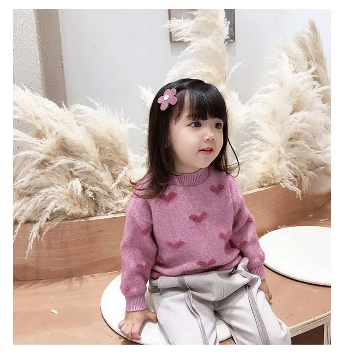 hot selling girls knitted sweater thicken winter fashion kids girls pullover sweater 2-7years