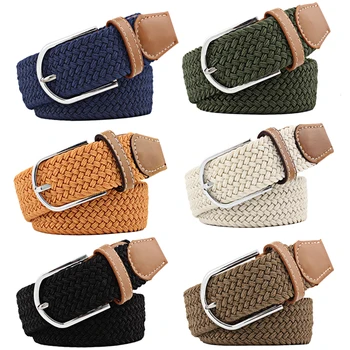 

Fashion Unisex Belt Buckle Female Long Canvas Belts Waistband Leisure Elastic Knitted Needle Buckle Belt fast sent birthday gift