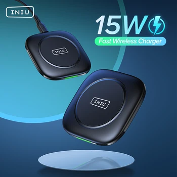 INIU 15W Qi Wireless Charger + Receiver USB C Fast Charging Pad Stand For iPhone 12 11 Pro Max Xr 8 Samsung S21 S20 Note 20 9 LG 1