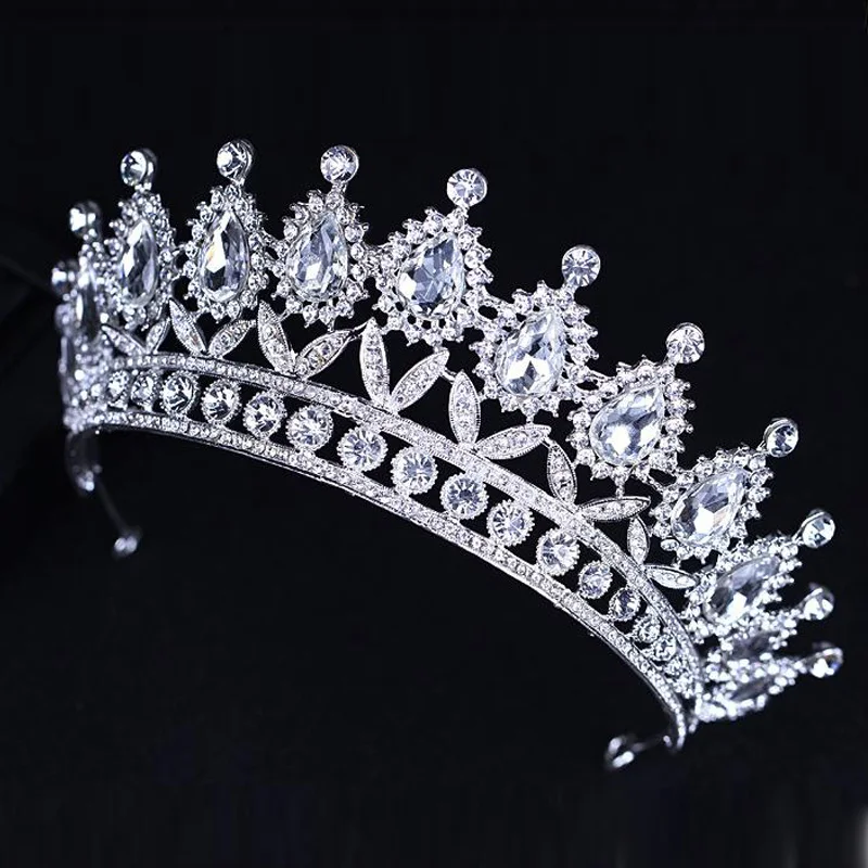 Роскошные Серебряные Кристаллы Свадебные короны бисером свадебные диадемы горный хрусталь украшения для головы оголовье дешевые аксессуары для волос Корона конкурса красоты