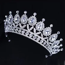 Роскошные Серебряные Кристаллы Свадебные короны бисером свадебные диадемы горный хрусталь украшения для головы оголовье дешевые аксессуары для волос Корона конкурса красоты